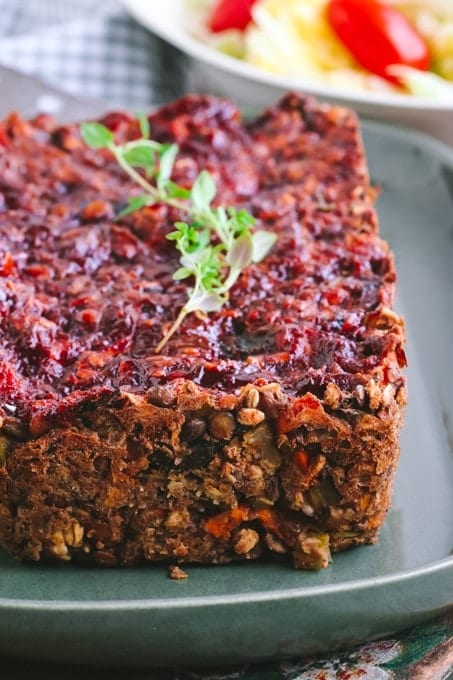 Savory Vegan Lentil Loaf with Maple Balsamic Glaze