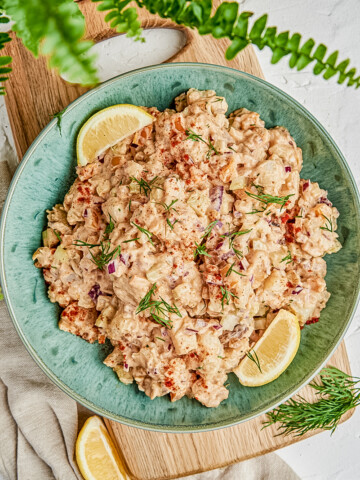 overhead shot of potato salad recipe