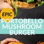 pinterest pin of portobello mushroom burger