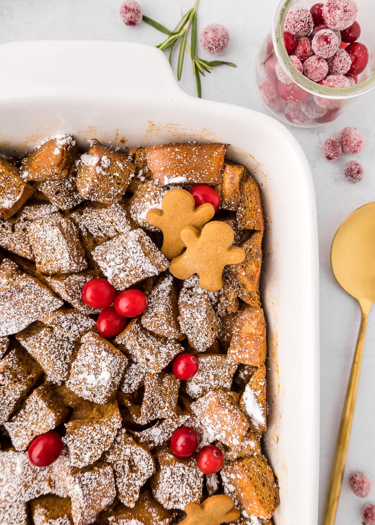 overhead view of french toast casserole bake