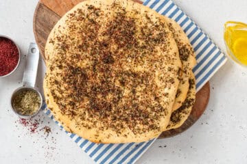 Homemade flatbread with herbs and sumac